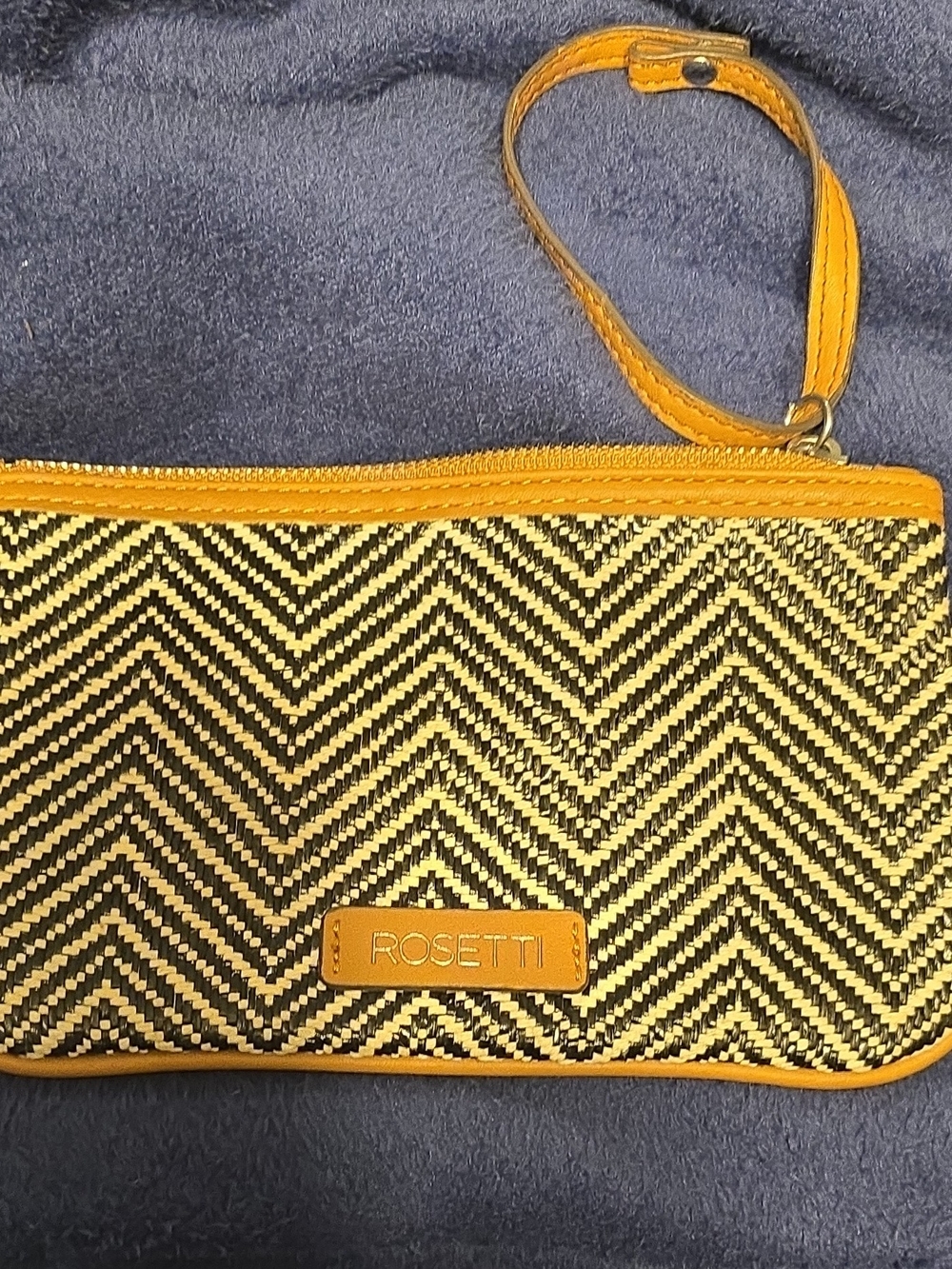 Rosetti Black and Yellow Chevron Wristlet